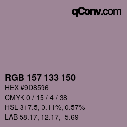 カラーコード: RGB 157 133 150 | qconv.com