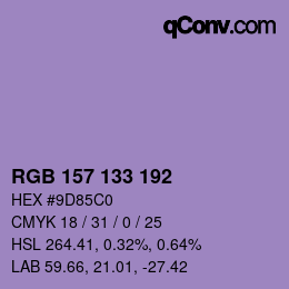 カラーコード: RGB 157 133 192 | qconv.com