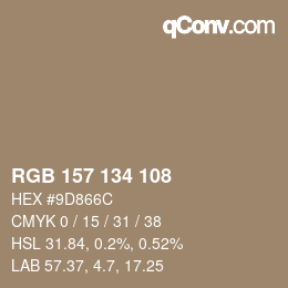Código de color: RGB 157 134 108 | qconv.com