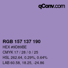 カラーコード: RGB 157 137 190 | qconv.com