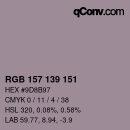 颜色代码: RGB 157 139 151 | qconv.com