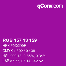 Color code: RGB 157 13 159 | qconv.com