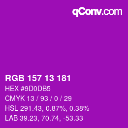 Color code: RGB 157 13 181 | qconv.com