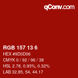 カラーコード: RGB 157 13 6 | qconv.com