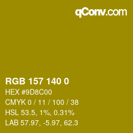 カラーコード: RGB 157 140 0 | qconv.com