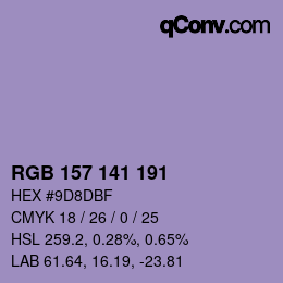 Color code: RGB 157 141 191 | qconv.com