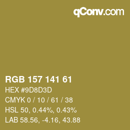 Farbcode: RGB 157 141 61 | qconv.com