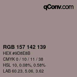 Código de color: RGB 157 142 139 | qconv.com