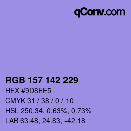 Color code: RGB 157 142 229 | qconv.com