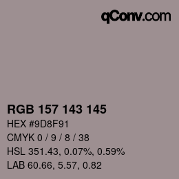 カラーコード: RGB 157 143 145 | qconv.com