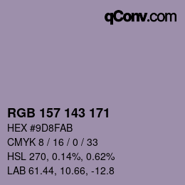 カラーコード: RGB 157 143 171 | qconv.com