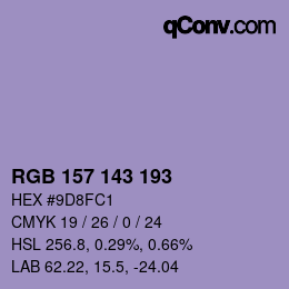 カラーコード: RGB 157 143 193 | qconv.com
