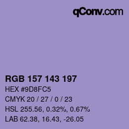 カラーコード: RGB 157 143 197 | qconv.com