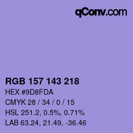 カラーコード: RGB 157 143 218 | qconv.com
