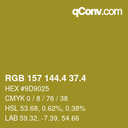 カラーコード: RGB 157 144.4 37.4 | qconv.com