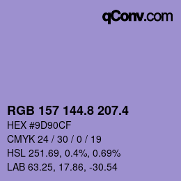 カラーコード: RGB 157 144.8 207.4 | qconv.com