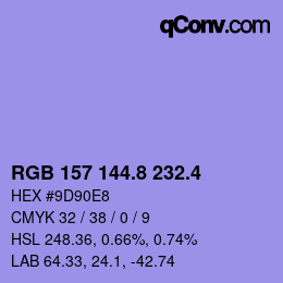 カラーコード: RGB 157 144.8 232.4 | qconv.com