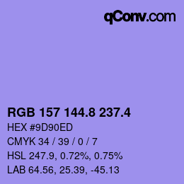 カラーコード: RGB 157 144.8 237.4 | qconv.com