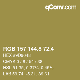 カラーコード: RGB 157 144.8 72.4 | qconv.com