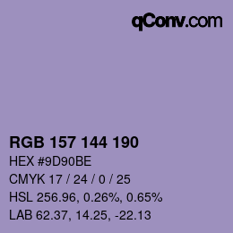 Color code: RGB 157 144 190 | qconv.com