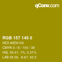 Color code: RGB 157 145 0 | qconv.com