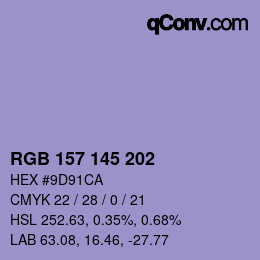 Farbcode: RGB 157 145 202 | qconv.com