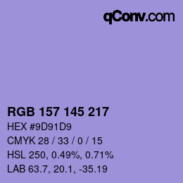 Código de color: RGB 157 145 217 | qconv.com