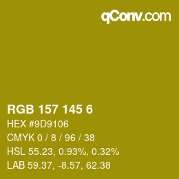 Color code: RGB 157 145 6 | qconv.com