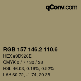 カラーコード: RGB 157 146.2 110.6 | qconv.com