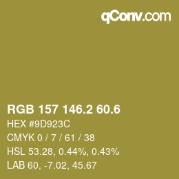 カラーコード: RGB 157 146.2 60.6 | qconv.com
