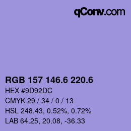 カラーコード: RGB 157 146.6 220.6 | qconv.com