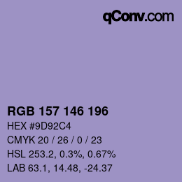 Farbcode: RGB 157 146 196 | qconv.com