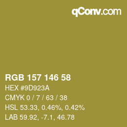 Código de color: RGB 157 146 58 | qconv.com