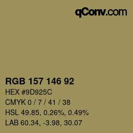 カラーコード: RGB 157 146 92 | qconv.com