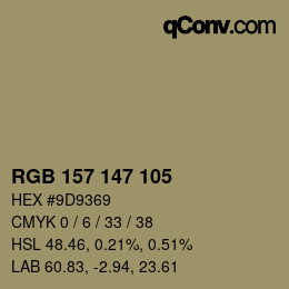 カラーコード: RGB 157 147 105 | qconv.com
