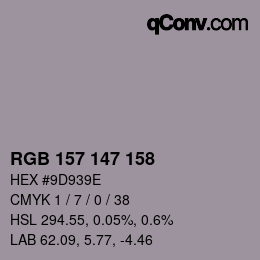 颜色代码: RGB 157 147 158 | qconv.com