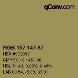 カラーコード: RGB 157 147 87 | qconv.com