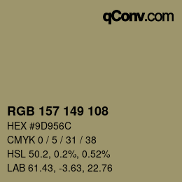 Farbcode: RGB 157 149 108 | qconv.com