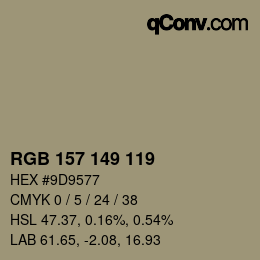 Color code: RGB 157 149 119 | qconv.com