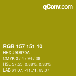 Color code: RGB 157 151 10 | qconv.com