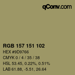 Color code: RGB 157 151 102 | qconv.com