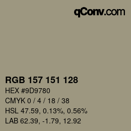カラーコード: RGB 157 151 128 | qconv.com