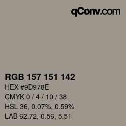 Color code: RGB 157 151 142 | qconv.com