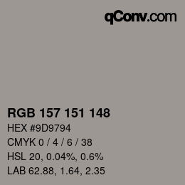 Color code: RGB 157 151 148 | qconv.com