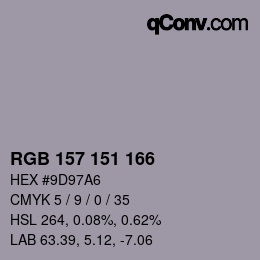 カラーコード: RGB 157 151 166 | qconv.com