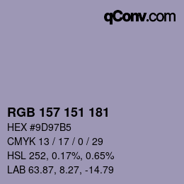 Color code: RGB 157 151 181 | qconv.com