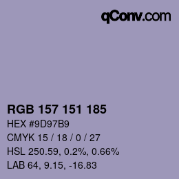 Color code: RGB 157 151 185 | qconv.com