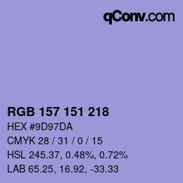 Color code: RGB 157 151 218 | qconv.com