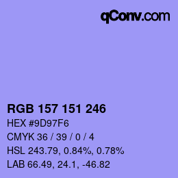 Color code: RGB 157 151 246 | qconv.com