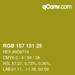 Color code: RGB 157 151 25 | qconv.com